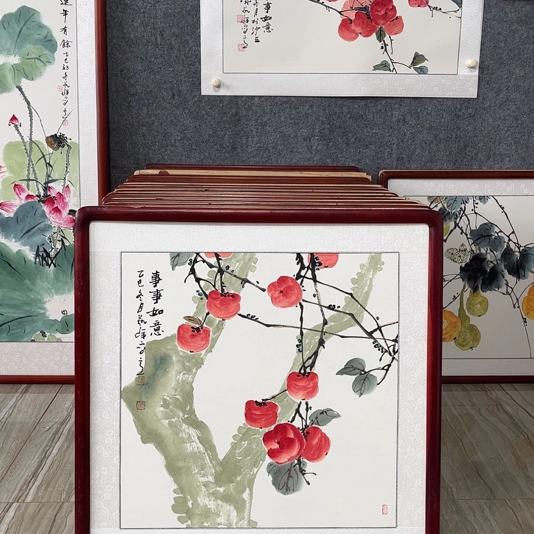 国画书画作品带框63×63