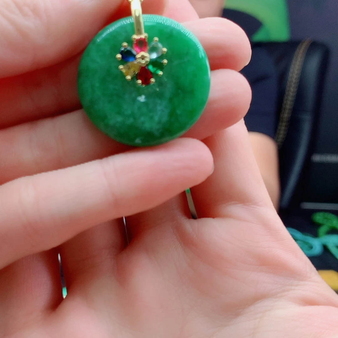 翡翠银S925镶嵌颈饰，，