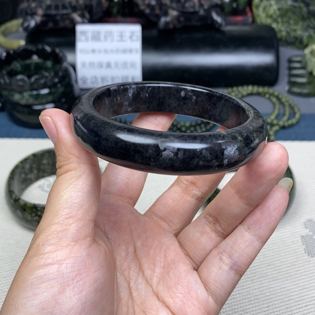 初***️蛇纹石玉未镶嵌手镯60.3×14.8×9mm蛇精