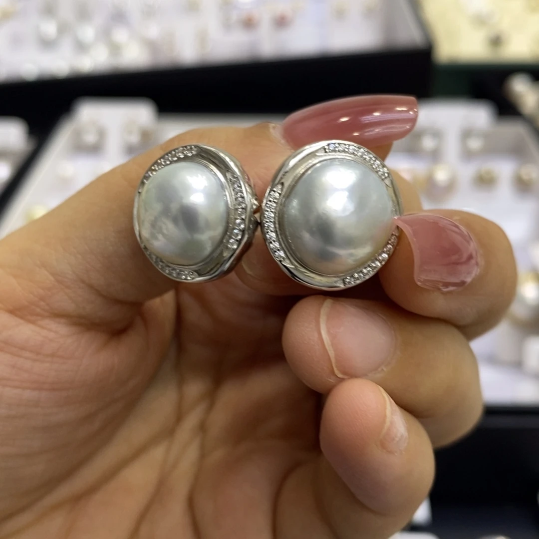 耳饰海水珍珠银S925镶嵌