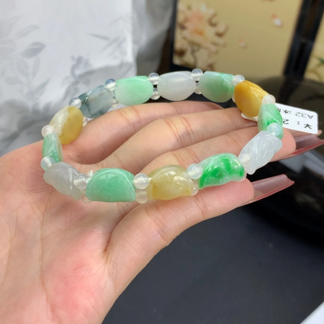翡翠手链未镶嵌冰胶富甲天下多宝手串