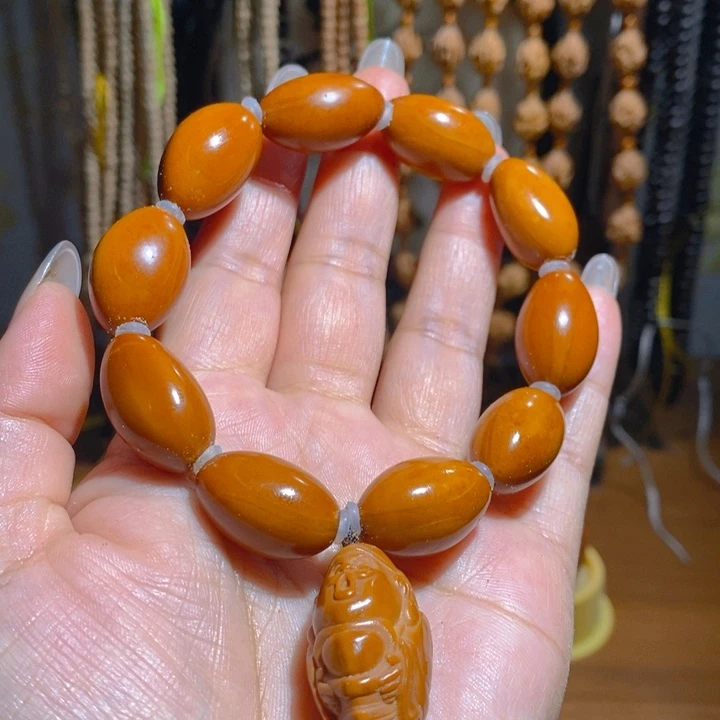 野生大橄榄核光珠手串