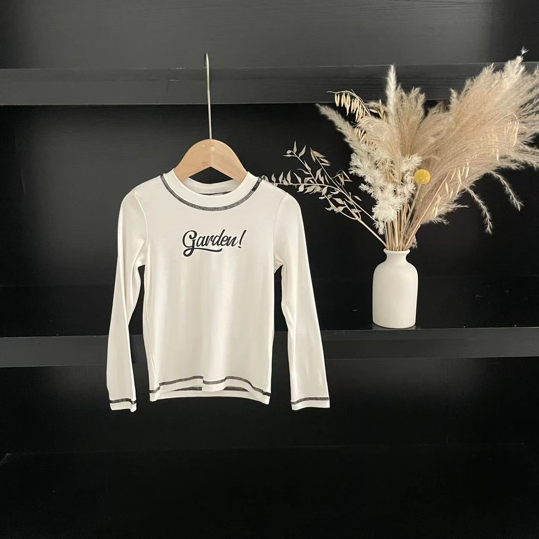 秋冬男童女童长袖T恤白色 1263美美