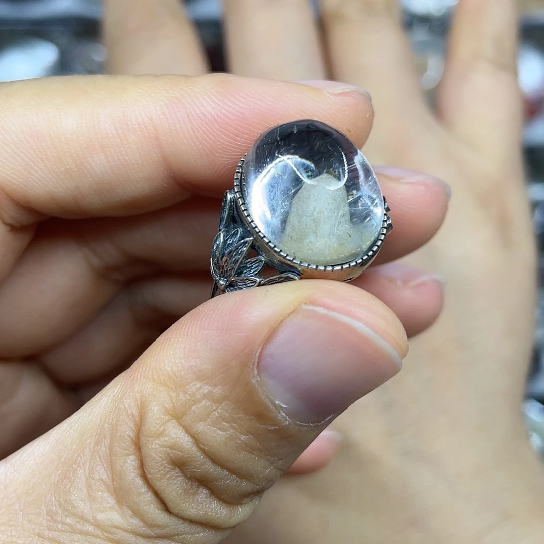 【闪购商品】银S925镶嵌珠宝半成品水晶戒指