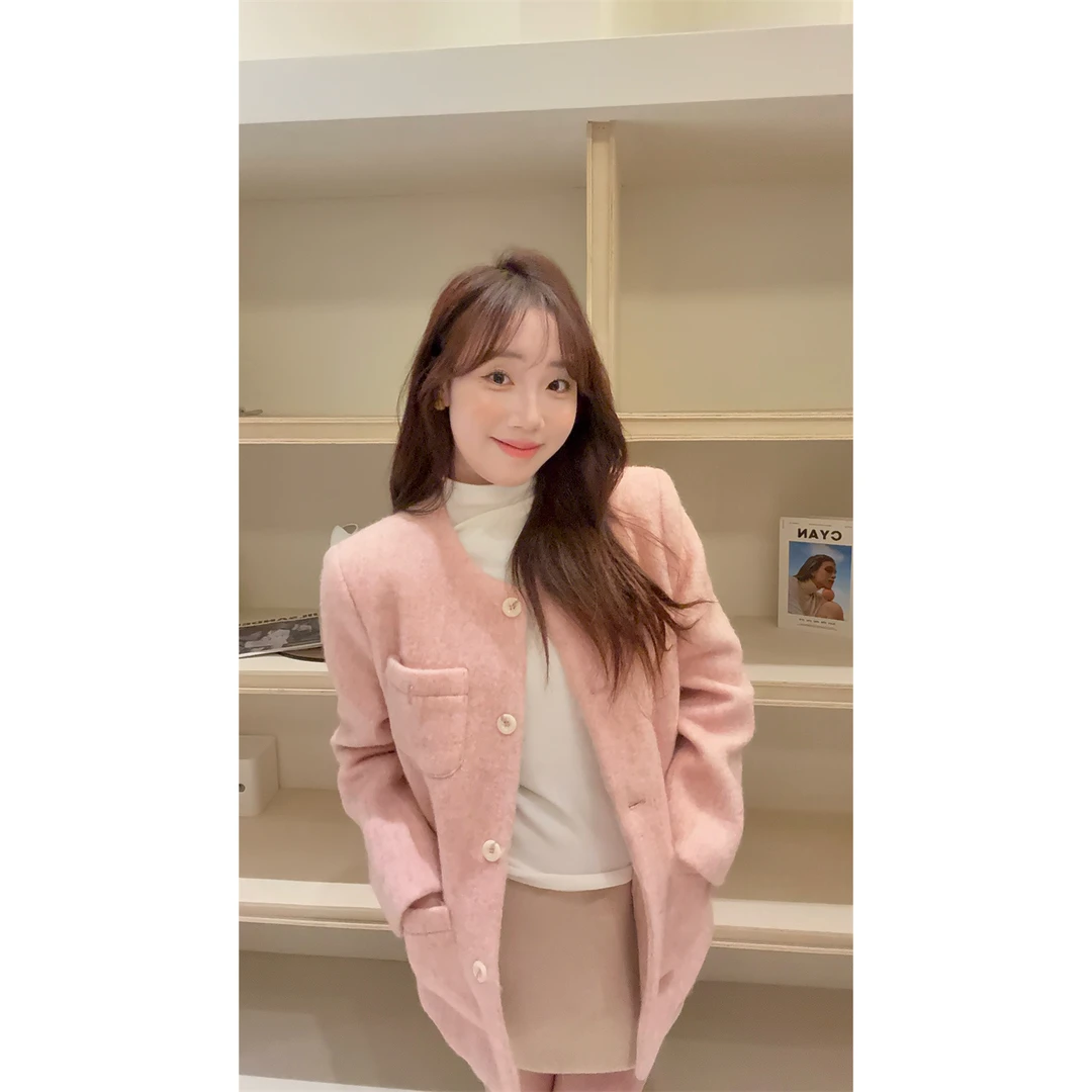 YPP！【加尔雪松】法式气质小香风外套女中长款圆领百搭外套