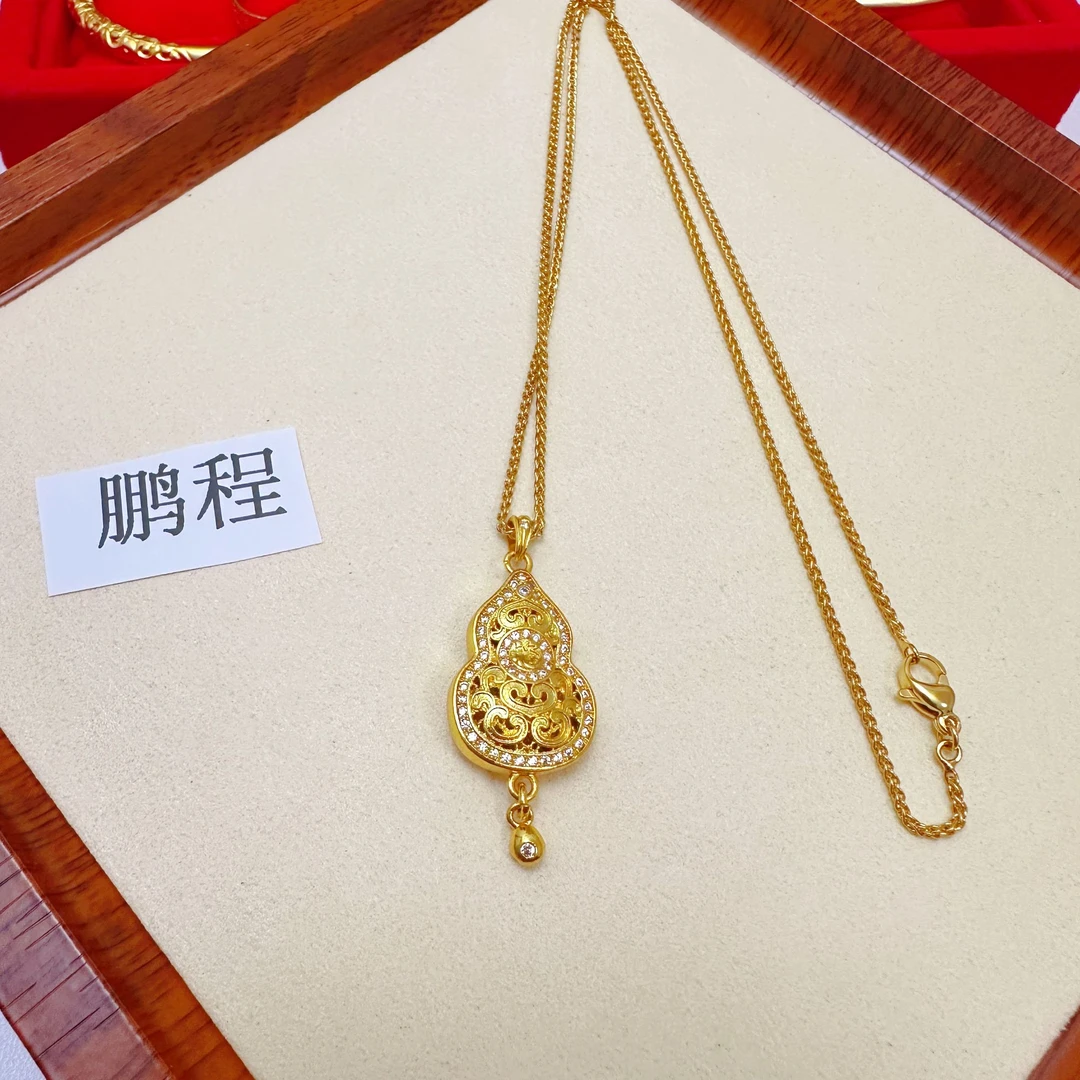 铜合金吊坠 古法花丝镂空葫芦吊坠福禄情侣吊坠镶嵌