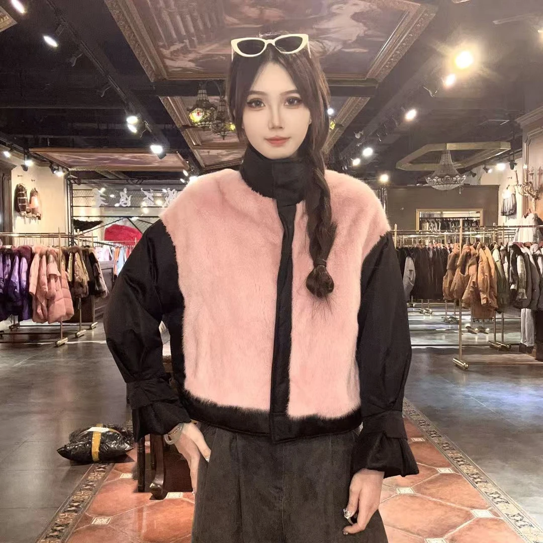 【CC 83742-KE】2025新款时尚百搭鹅绒服配水貂皮草外套