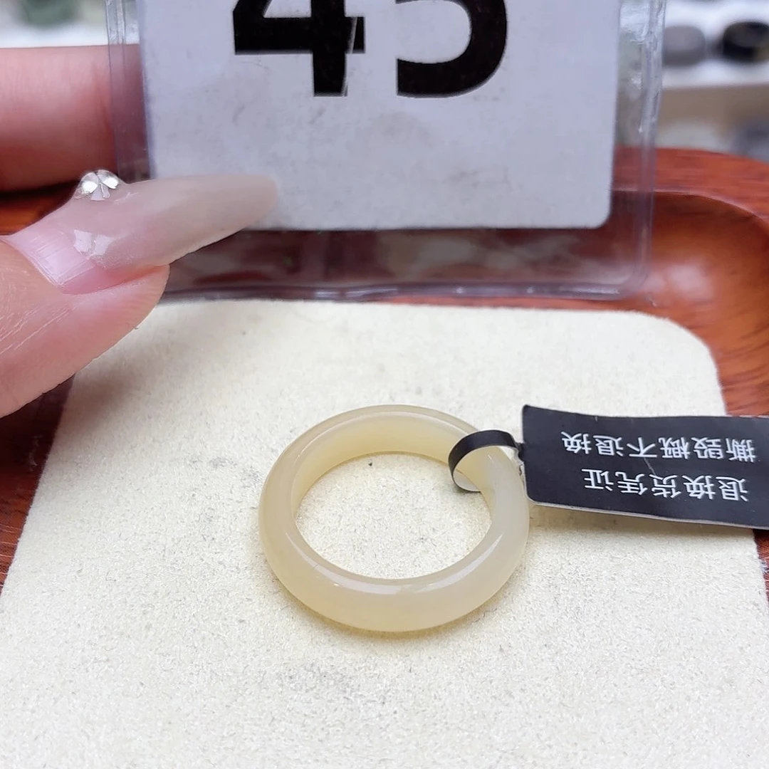 和田玉戒圈未镶嵌18号奶糖