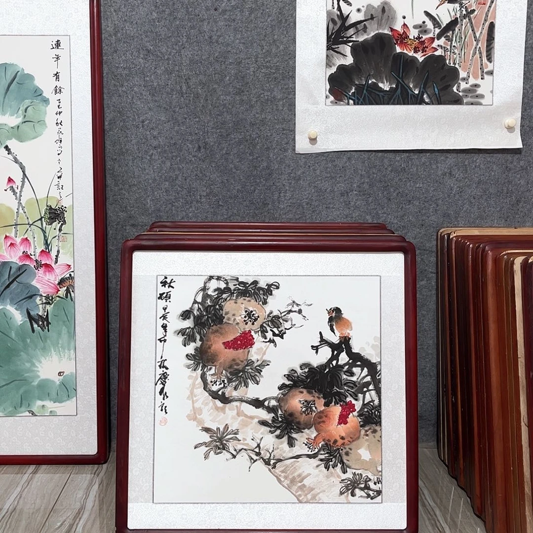 国画书画作品带框63×63