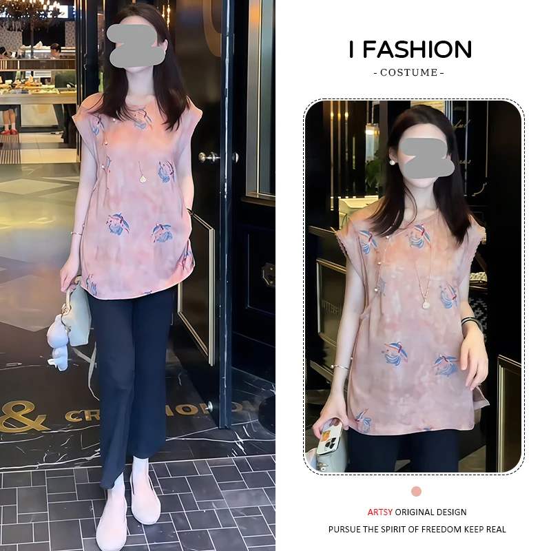 复古风刺绣提花无袖t恤女2025夏季新款休闲气质显瘦坎肩背心上衣
