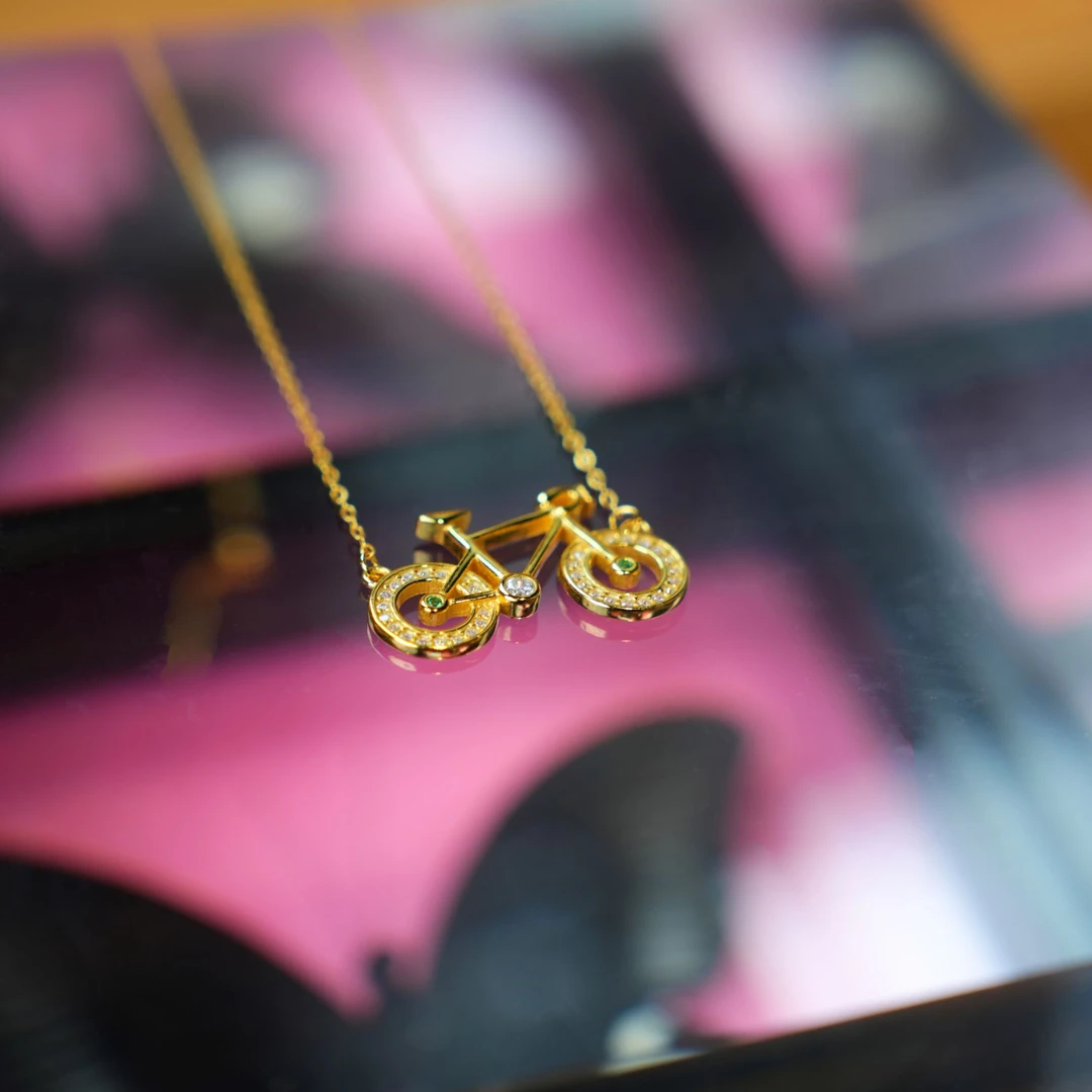 自行车款式925银项链吊坠装饰品