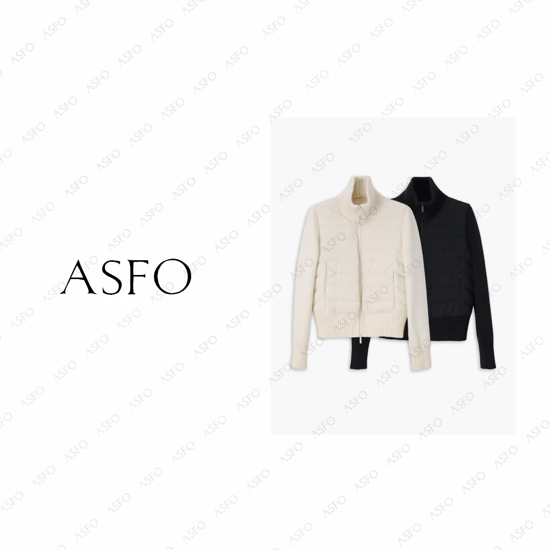 【AS小暖包】25新定制经典针织拼接立领休闲鹅绒夹克AS25QYRF04047