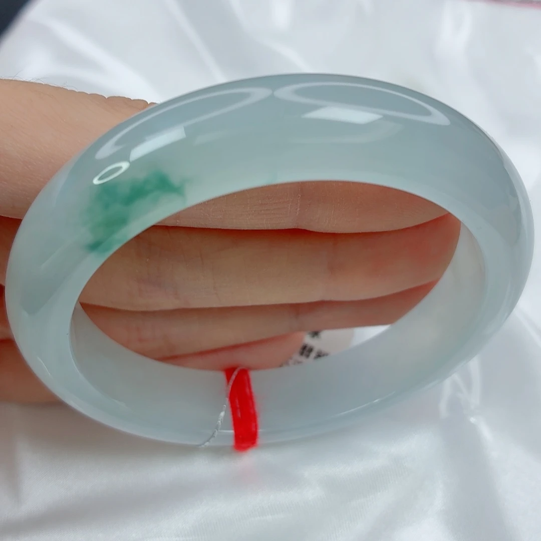 翡翠未镶嵌手镯53.7正圈，冰胶起光双眼皮，小毕业鐲，细纹，028