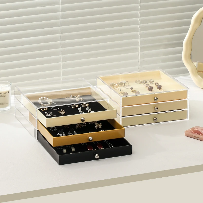 透明亚克力首饰收纳盒桌面饰品项链戒指手链整理盒北欧
