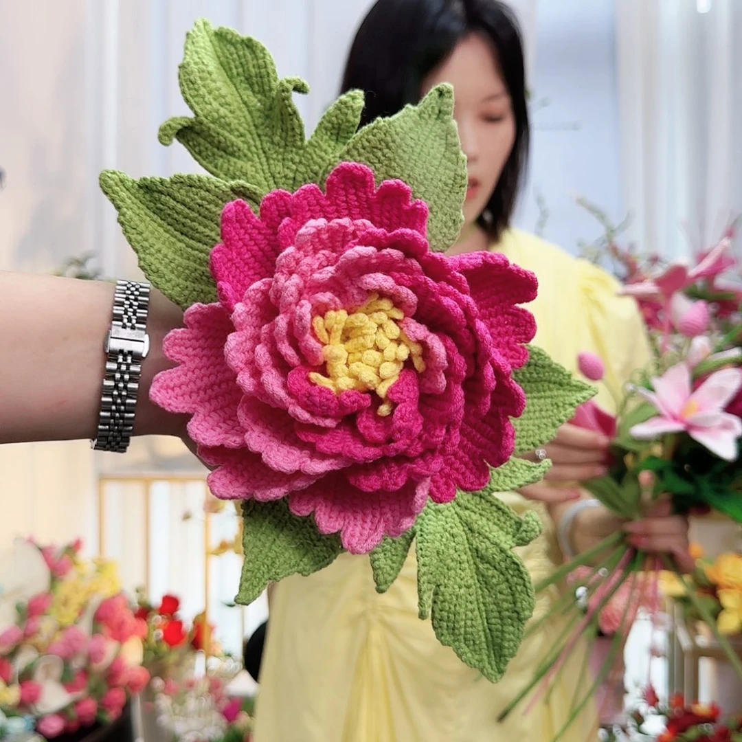 莱赛尔纤维棉手工钩织牡丹花