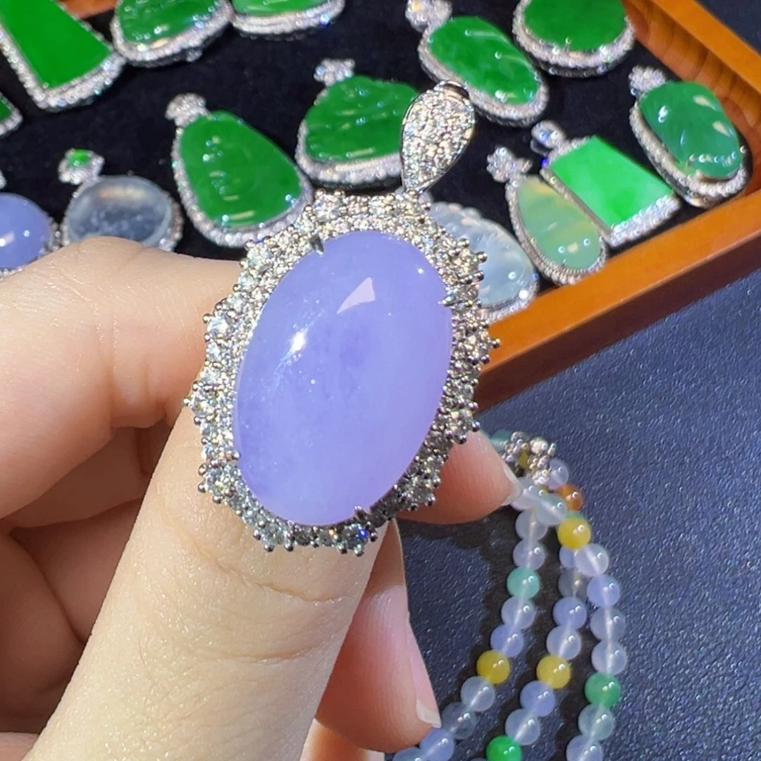 翡翠18K金镶嵌吊坠(不含链)