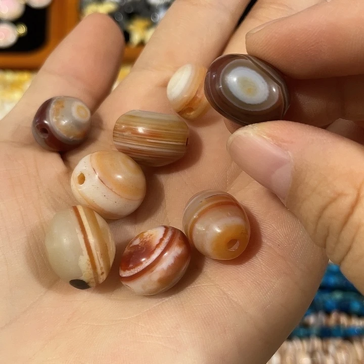 玛瑙/玉髓合金珠宝半成品3个样板眼老玛瑙米珠