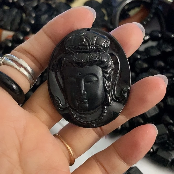 翡翠未镶嵌颈饰墨翠观音