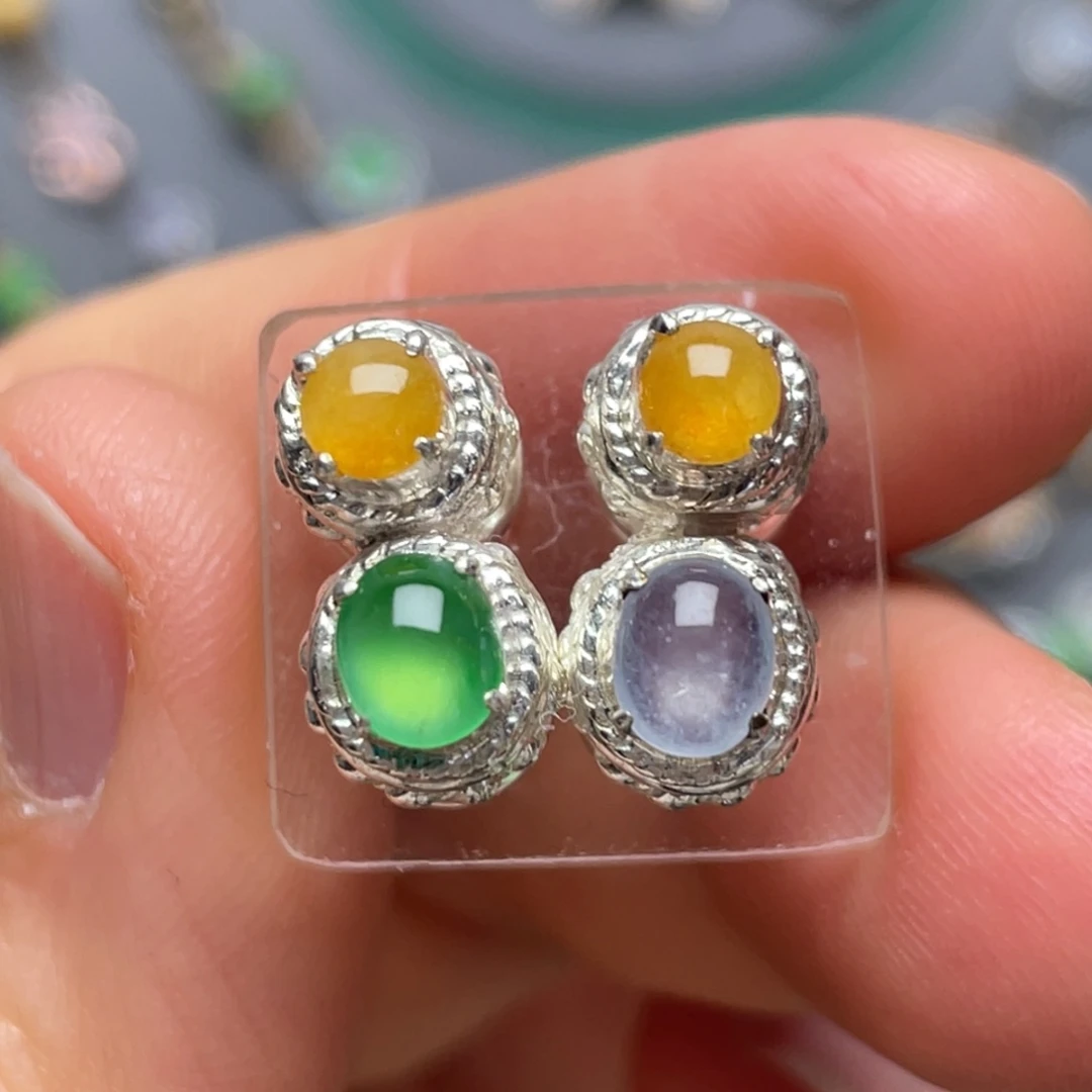 翡翠未镶嵌耳饰纯天然缅甸翡翠A货