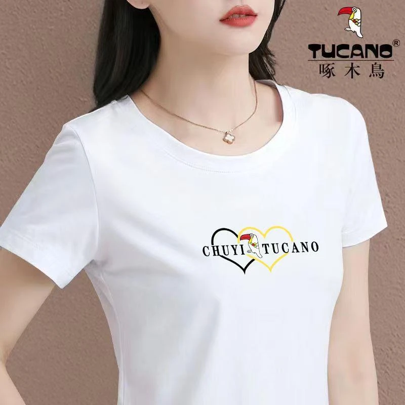 啄木鸟正品纯棉短袖t恤女2025新款潮夏季爆款上衣韩版宽松T恤衫