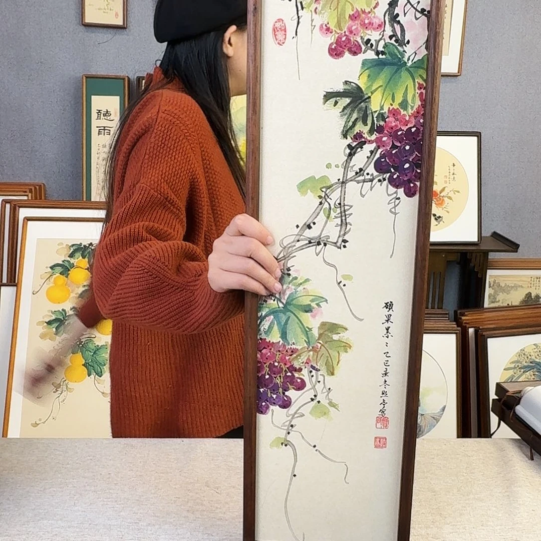 书法手绘带框尺寸：20*70