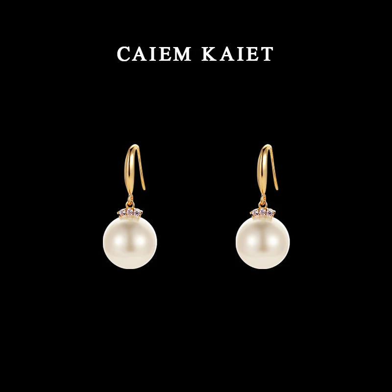 CAIEM KAIET 925银耳饰 法式轻奢气质施家珍珠耳环女耳坠纯银耳钩