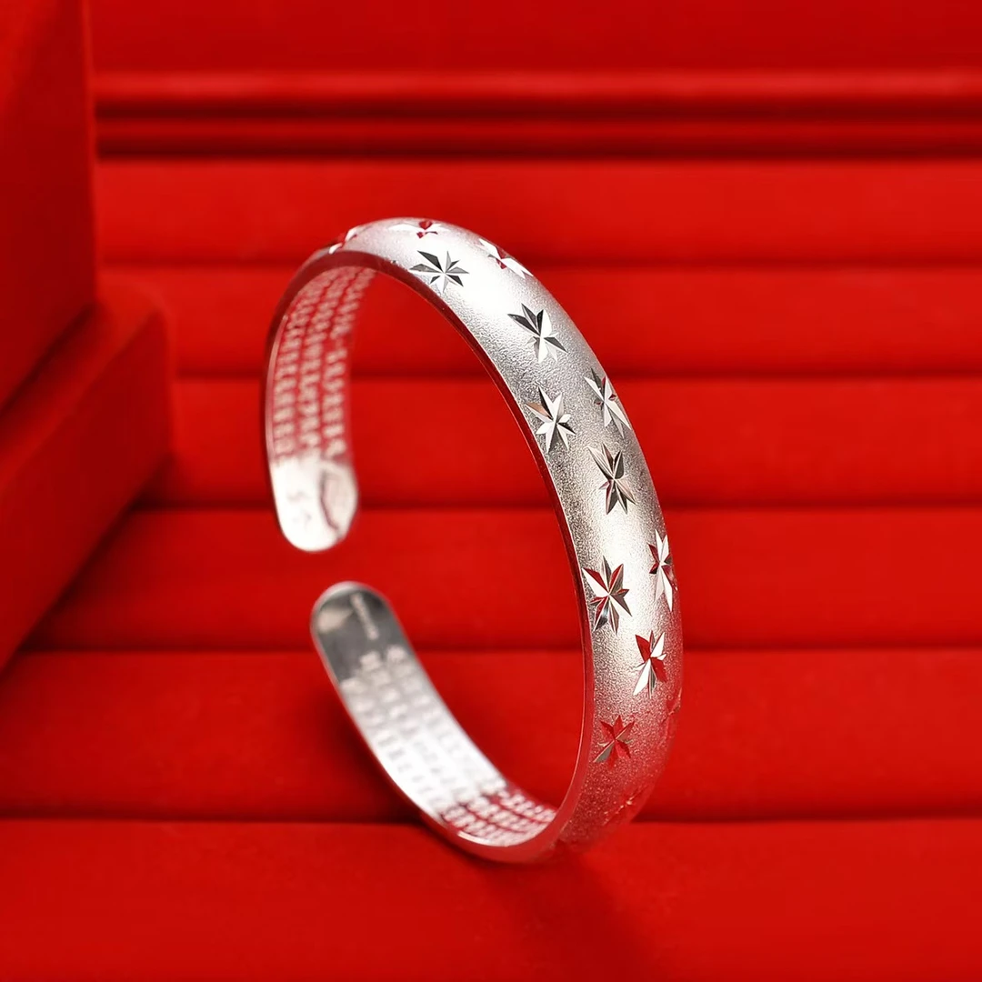 复古满天心开口百福心经手镯 内刻经文开口百福手镯