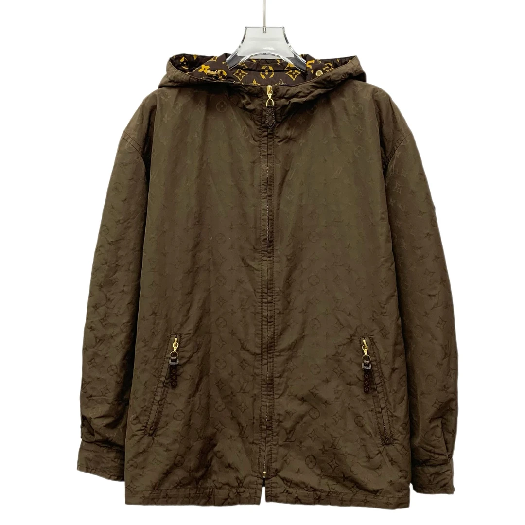 95新 LouisVuitton/路易威登 GW0835 深棕色logo满印外套 38 S码
