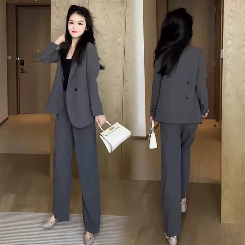 早春时尚气质西装套装女2025新款高级感时髦职业西服阔腿裤两件套