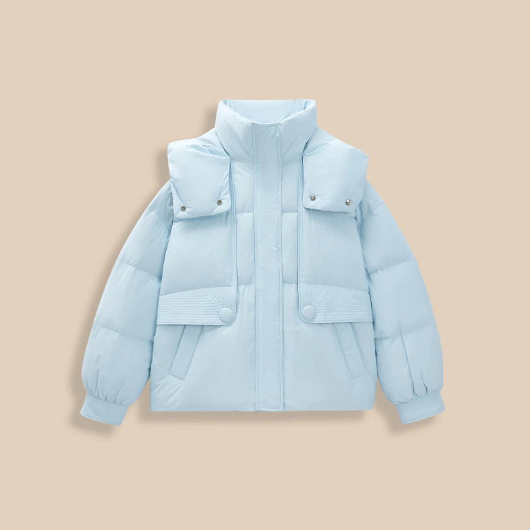 IEF/爱依服2025冬季新款宽松面包服保暖品牌短款羽绒服外套流光风