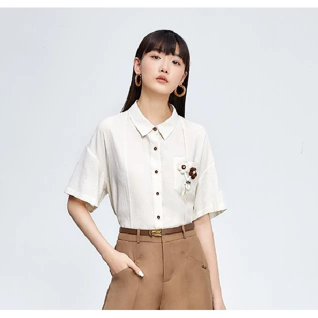 【小花专属】商场同款夏季新品个性针织小花装饰衬衫N045B32933