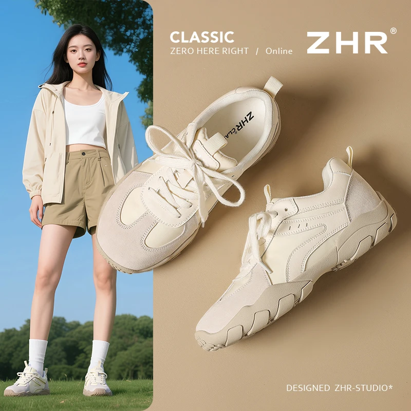 ZHR/则则老爹鞋女2025秋季厚底轻便休闲运动鞋软底户外徒步登山鞋