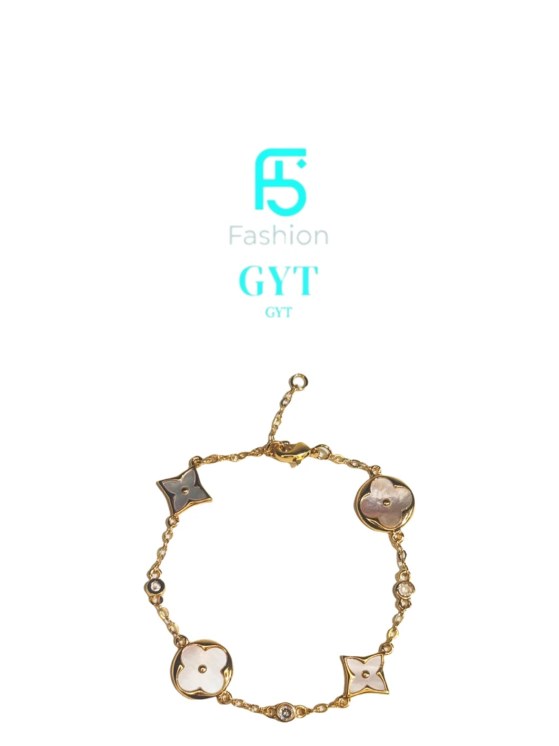 铜合金锆石手链 GYT·镀K金驴家四花手链高级感轻奢老花手链