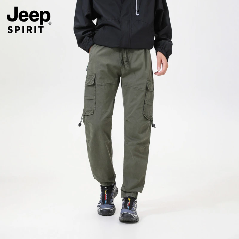 Jeepspirit吉普2025秋冬新款男士欧美复古宽松束口工装裤百搭运动