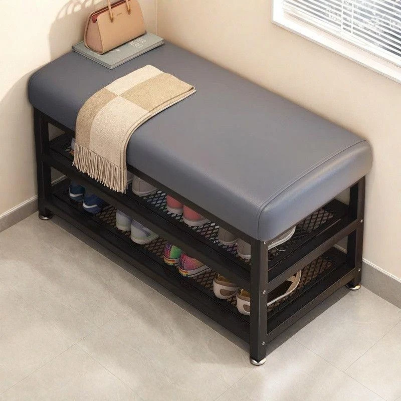换鞋凳门口家用入户玄关穿鞋凳简约鞋架坐凳一体进门铁艺可收纳凳