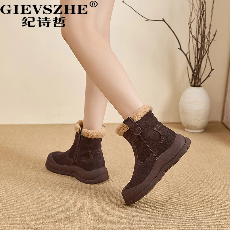 纪诗哲女靴时尚雪地靴女冬季新款百搭加绒保暖防滑厚底短靴女款