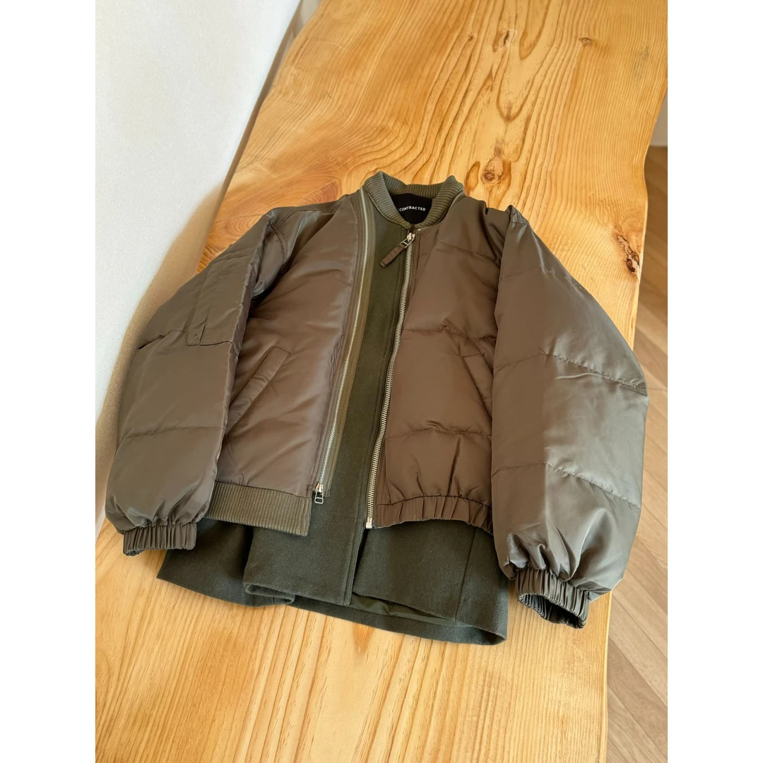 Down Coat 90白鸭绒小众高端解构拼接羽绒外套-22244