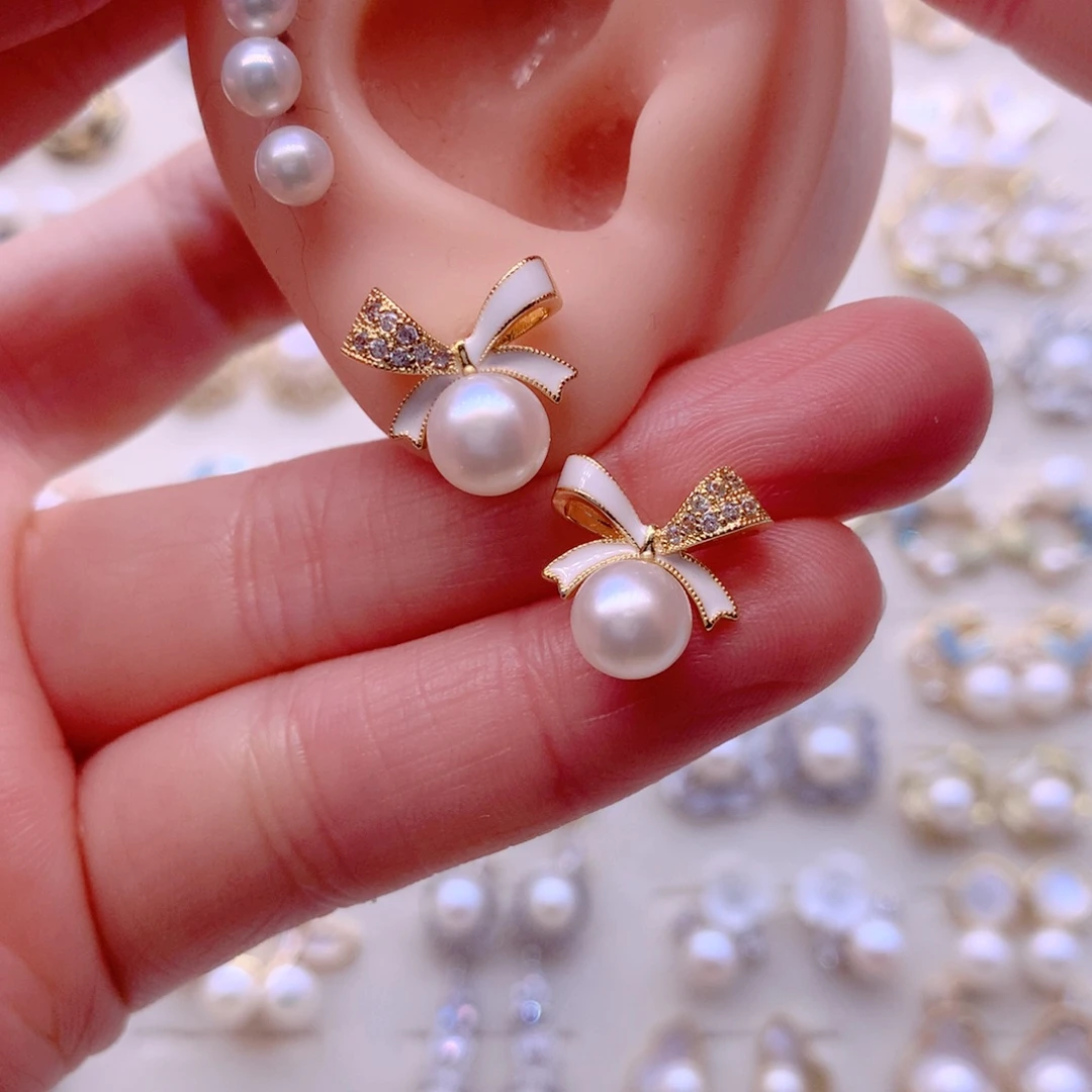 淡水珍珠耳饰合金