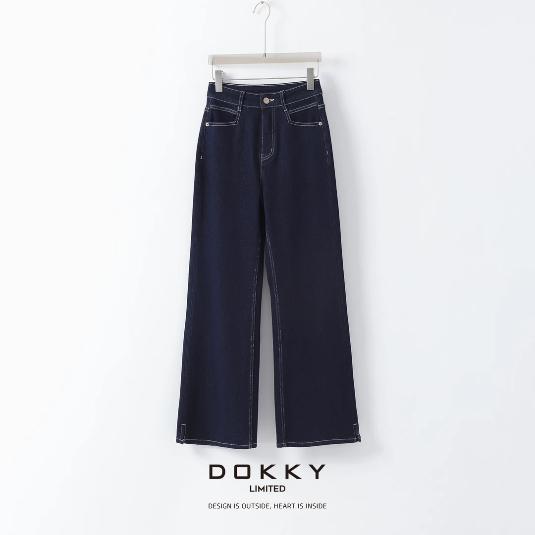 【明线大长腿】DOKKY四面弹.显瘦显腿长.休闲百搭|原色牛仔裤