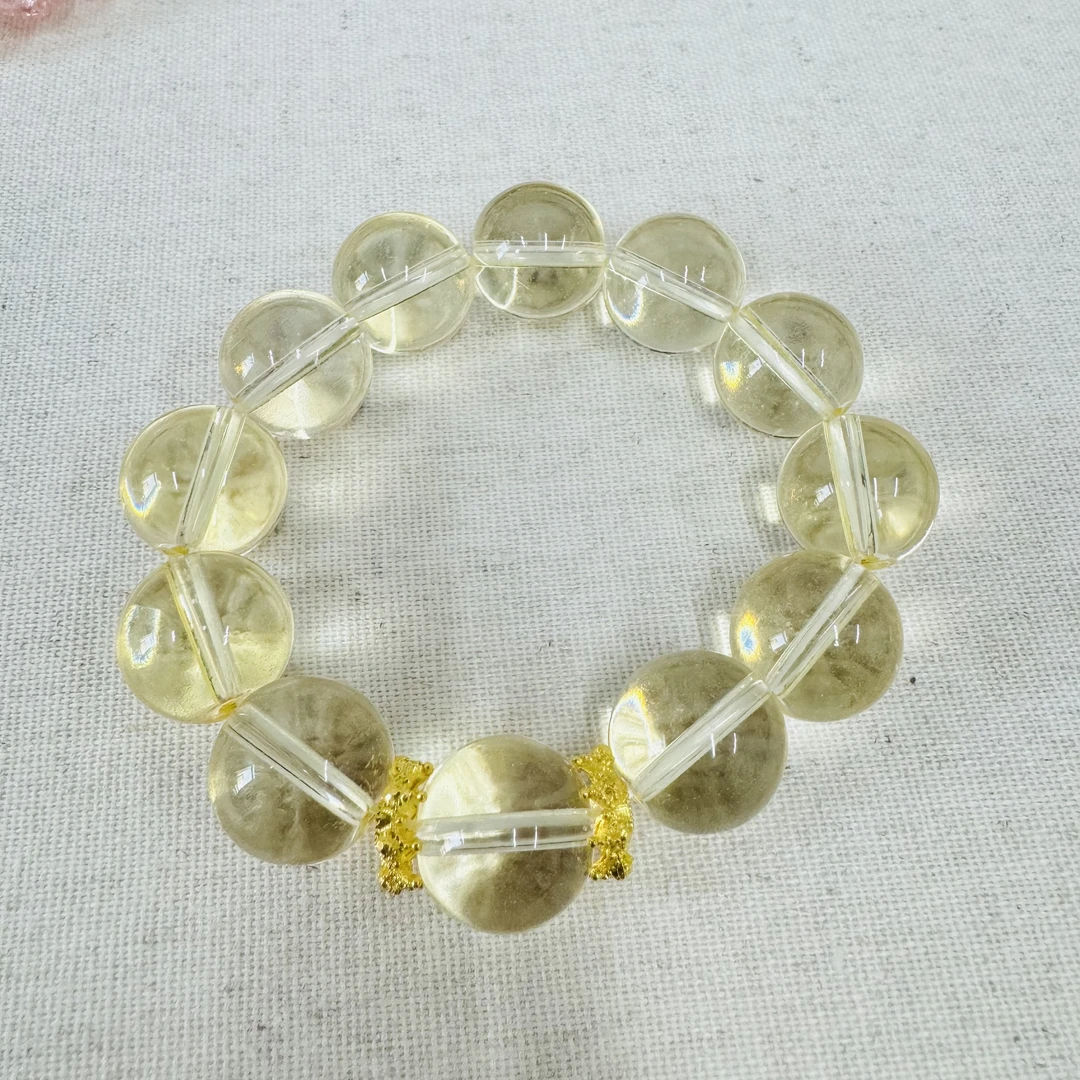 合金琉璃手链 冰透黄色琉璃手串，淄博进货，轻奢高级白搭