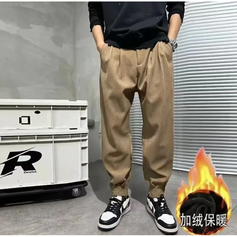 穿加绒加厚男士立体裁剪纯色休闲裤6625