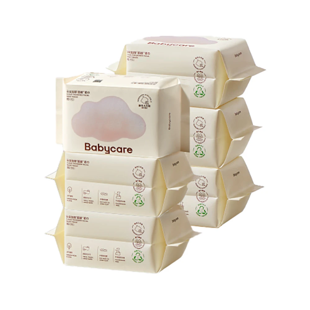babycare云朵巾洗脸巾绵柔巾干湿两用非湿巾80抽*6包