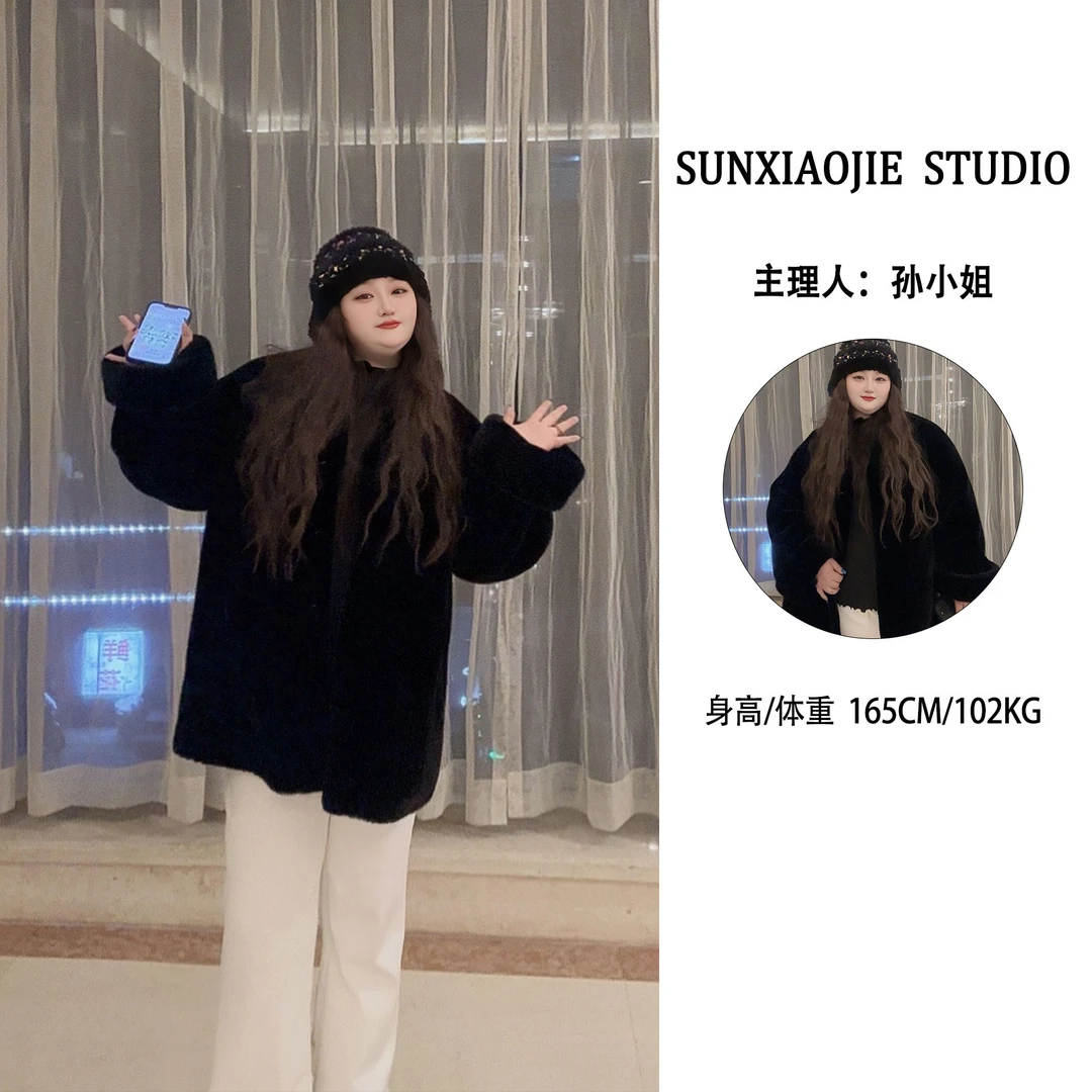 大码女装2024秋冬季新款休闲v领双袖加厚ins百搭韩版时尚显瘦外套