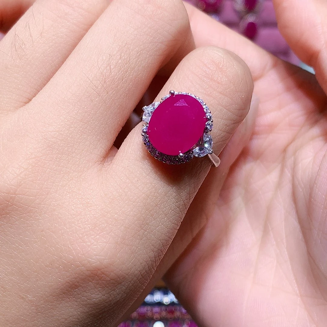 红宝石银S925镶嵌戒指