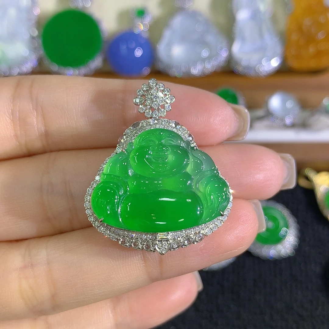 翡翠18K金镶嵌颈饰2222222