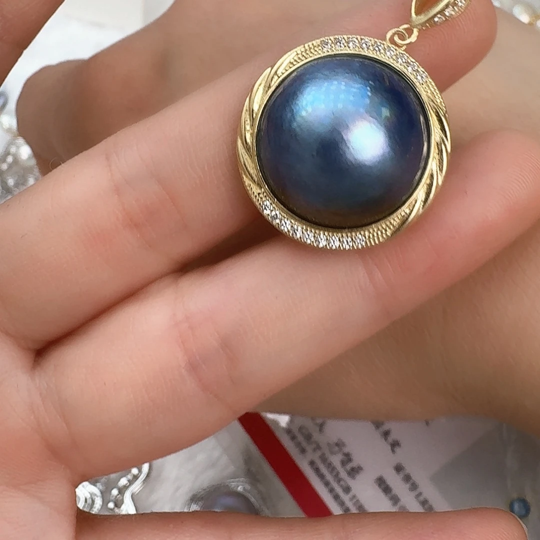 拼合珍珠（马贝珠）颈饰银S925镶嵌