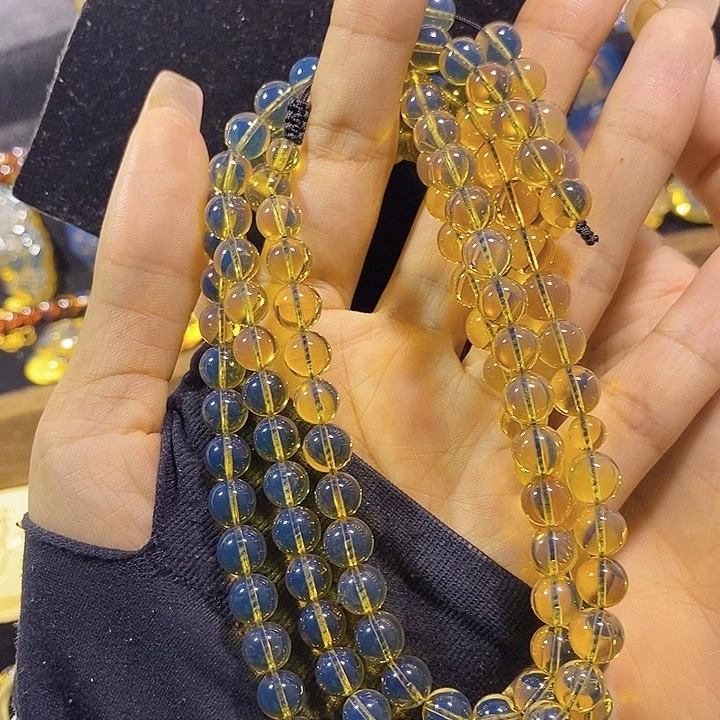 蓝珀未镶嵌珠宝奇石墨西哥蓝珀佛珠7