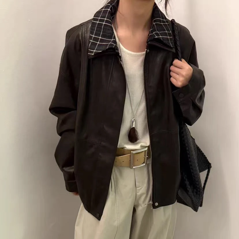 找大西*25秋✔可拆卸翻领格纹外套#7528