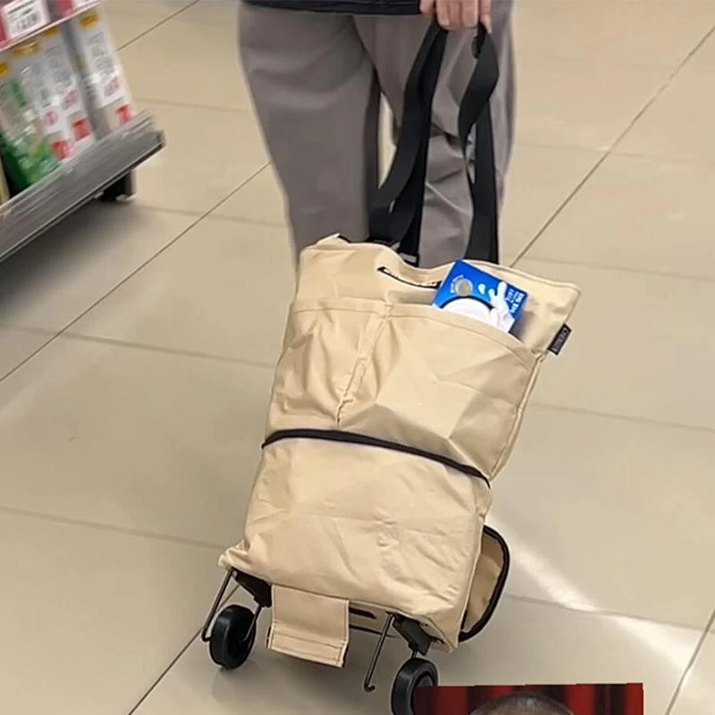 【包包秒变小推车】超市购物袋折叠便携结实耐用可伸缩袋子带轮子