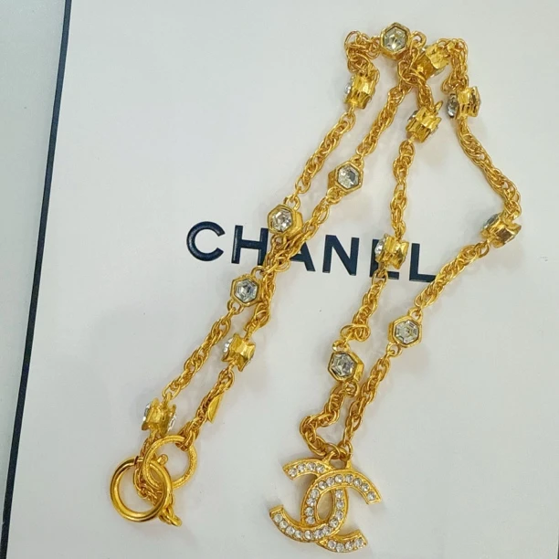 95新 Chanel/香奈儿 Chanel vintage香奈儿中古双c满钻项链